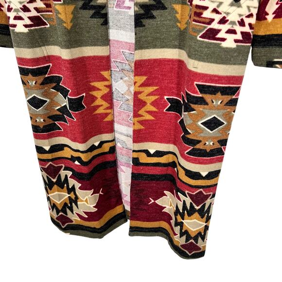 Ali Miles Sz Small Knit Sweater Jacket Blouse Shirt Top Aztec Red Ranch Montana - Picture 6 of 10